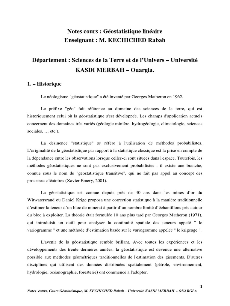 geostatistique cours